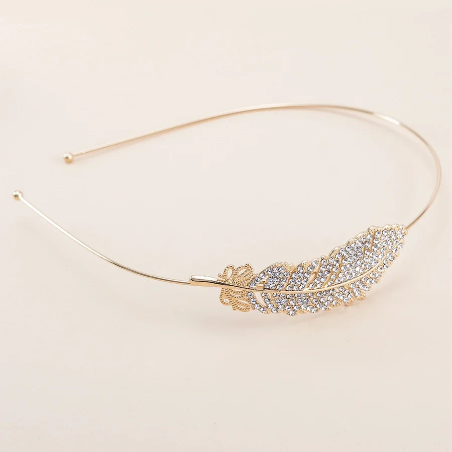 women's simple style waves flower bow knot metal inlay pearl zircon hair band