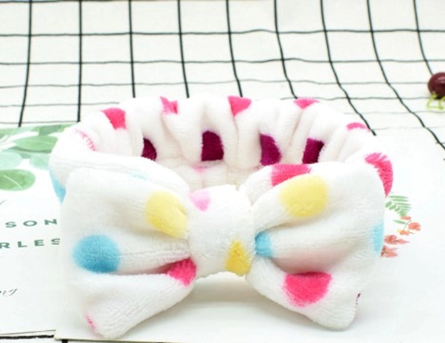 fashion stripe polka dots flannel bowknot hair band 1 piece