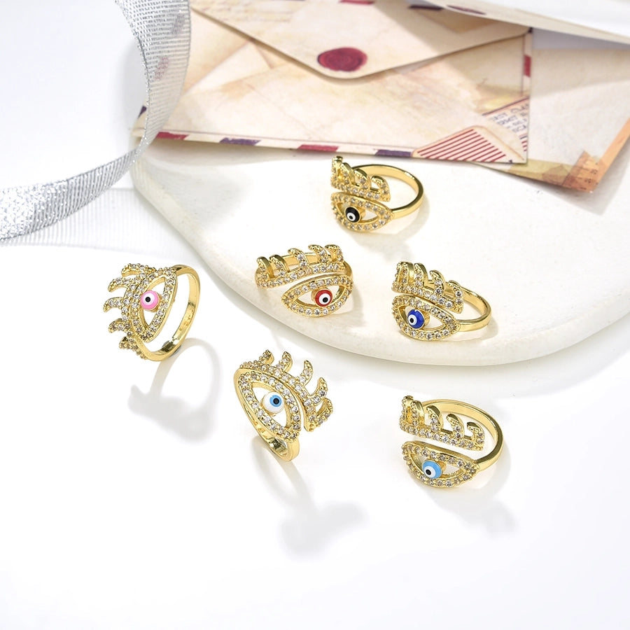 Copper Plating 18K Color Retention Zircon Dripping Oval Eye Opening Ring