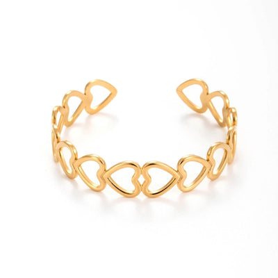 Vintage Style French Style Simple Style Leaf Heart Shape 304 Stainless Steel Bangle In Bulk