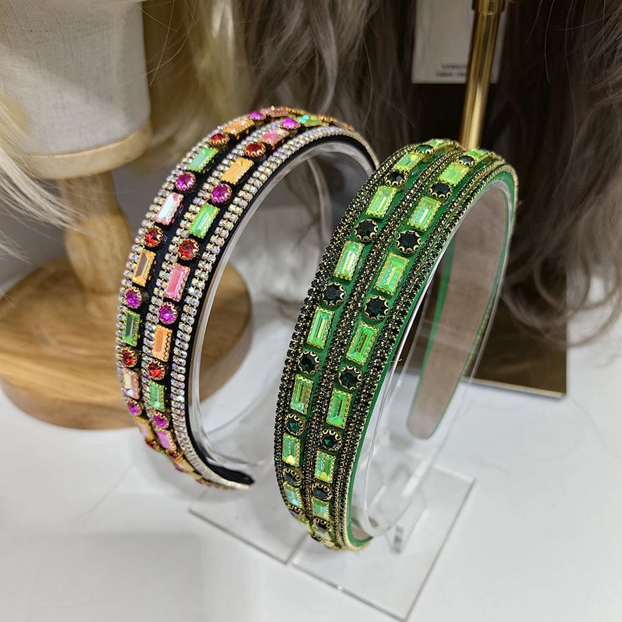 Women's Simple Style Classic Style Color Block Plastic Inlay Zircon Hair Band