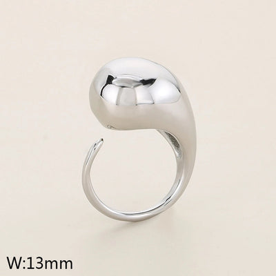 Jewelry Vintage Style Water Droplets 304 Stainless Steel 18K Gold Plated Open Rings