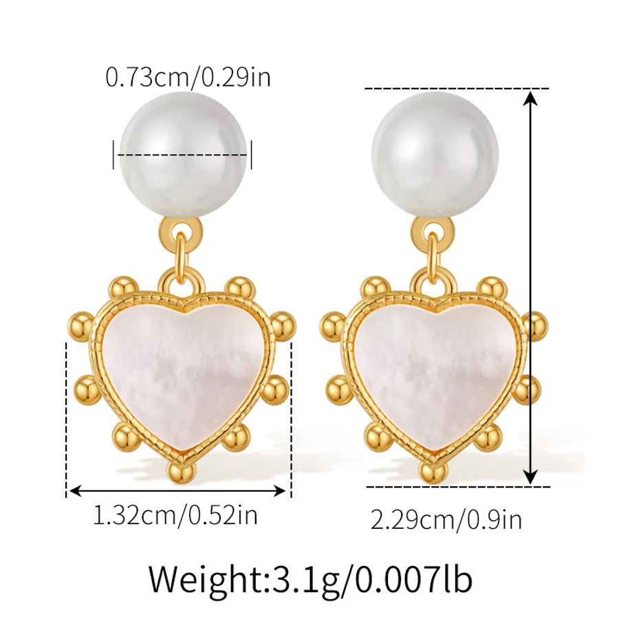 1 Piece Vintage Style Lady Wedding Pearl Inlay Copper Artificial Pearls 18K Gold Plated Drop Earrings