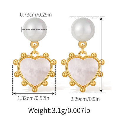1 Piece Vintage Style Lady Wedding Pearl Inlay Copper Artificial Pearls 18K Gold Plated Drop Earrings