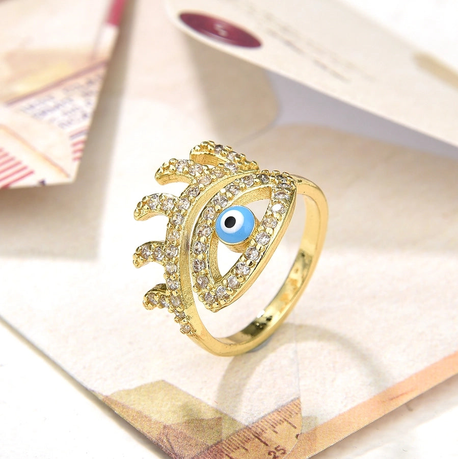 Copper Plating 18K Color Retention Zircon Dripping Oval Eye Opening Ring