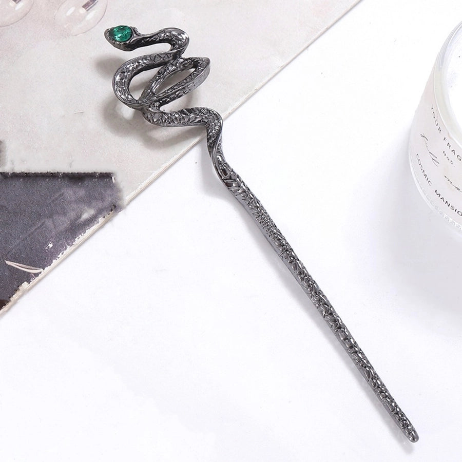 women's retro lady snake alloy plating inlay zircon hairpin