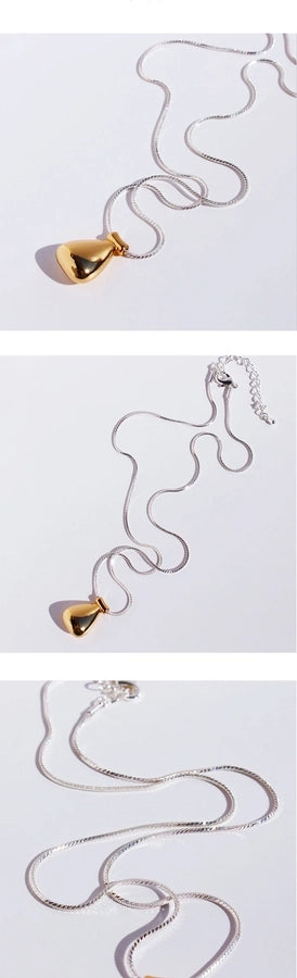 Brass 24K Gold Plated Plating Color Block Water Droplets Brass Necklace