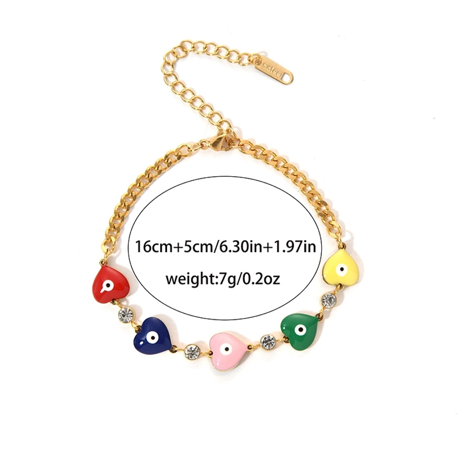 Funny Modern Style Simple Style Palm Heart Shape Eye 304 Stainless Steel 14K Gold Plated Bracelets In Bulk
