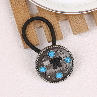 Women's Classical Ethnic Style Classic Style Cross Round Cattle Alloy Polyester Inlay Turquoise Hair Tie