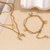 Jewelry Casual Simple Style Star Moon 304 Stainless Steel Titanium Steel 18K Gold Plated Bracelets Necklace