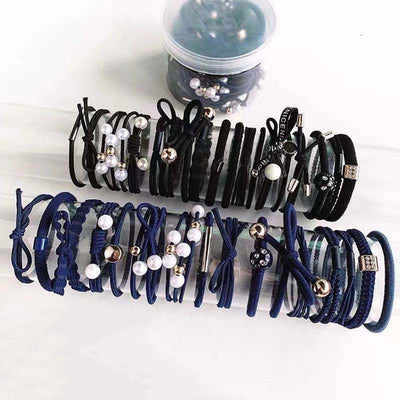 women's simple style geometric polyester pearl hair tie