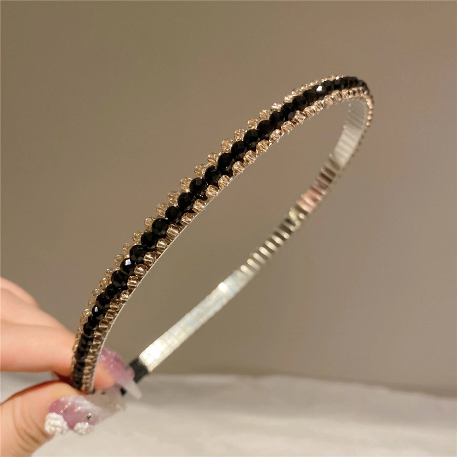 Women's Simple Style Shiny Solid Color Artificial Crystal Diamond Hair Band