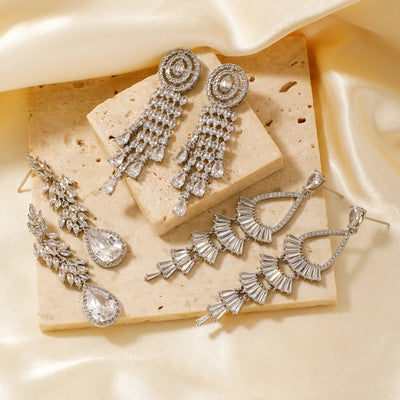 1 Pair Elegant Luxurious Modern Style Geometric Inlay Copper Zircon Rhodium Plated Drop Earrings