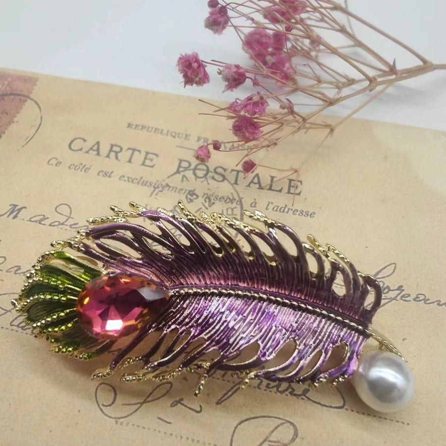 Women's Simple Style Classic Style Feather Zinc alloy Inlay Rhinestones Hair Clip