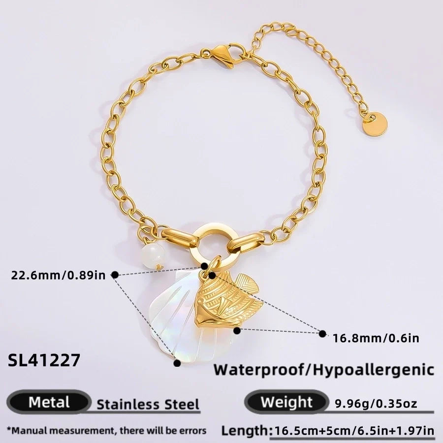 IG Style Sweet Heart Shape 304 Stainless Steel 18K Gold Plated Bracelets In Bulk