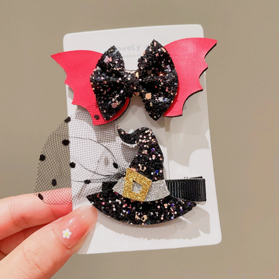 Halloween Cute Funny Women's Pumpkin Cat Bow Knot Hair Clip