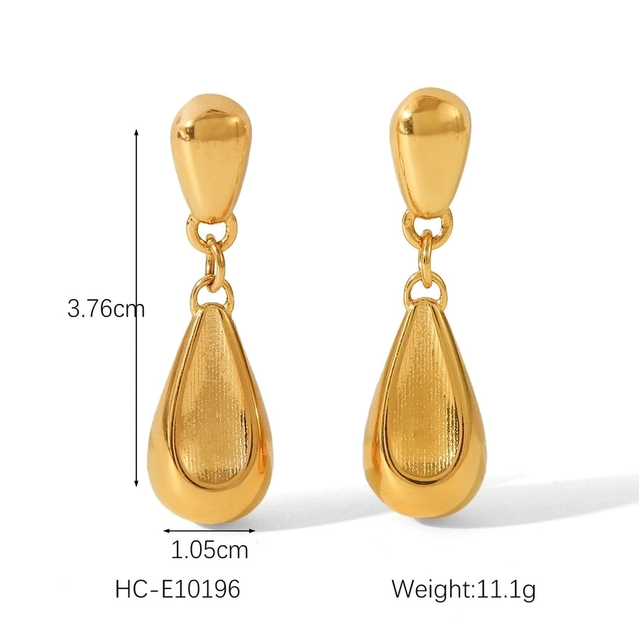 1 Pair IG Style Geometric Water Droplets Solid Color Plating 304 Stainless Steel 18K Gold Plated Drop Earrings