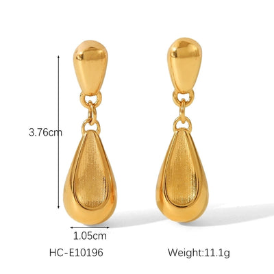 1 Pair IG Style Geometric Water Droplets Solid Color Plating 304 Stainless Steel 18K Gold Plated Drop Earrings