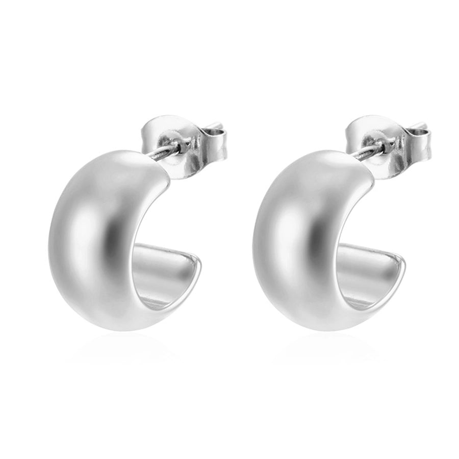 1 Pair Simple Style C Shape Solid Color 304 Stainless Steel Ear Studs