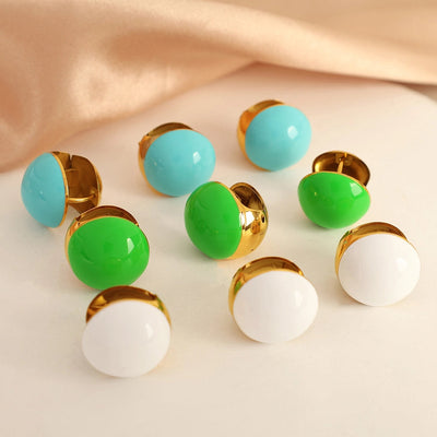 1 Pair IG Style Simple Style Round Enamel 304 Stainless Steel 18K Gold Plated Stainless Steel Earrings