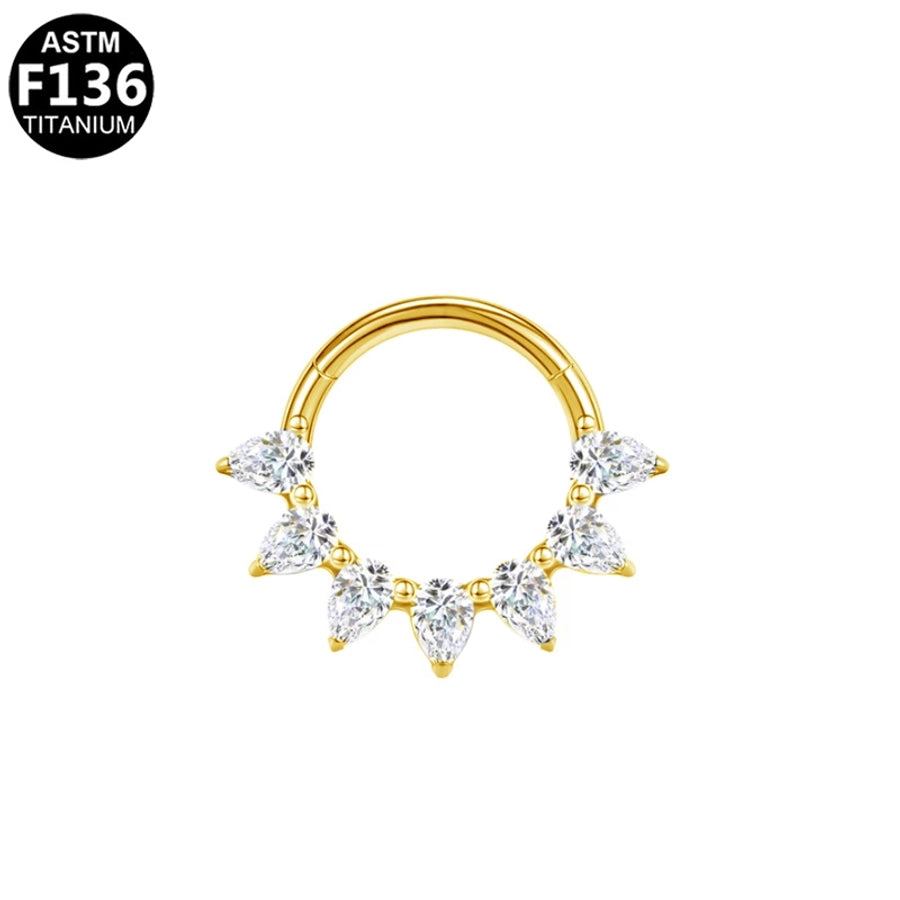 1 Piece Nose Rings & Studs Luxurious Shiny Round Pure Titanium Titanium Alloy Zircon 14K Gold Plated White Gold Plated Ear Cartilage Rings & Studs Nose Rings & Studs