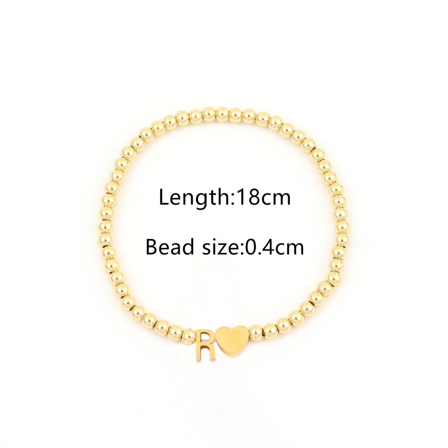 304 Stainless Steel Copper Letter Heart Shape Bracelets