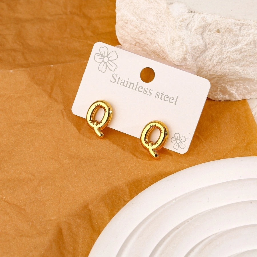 1 Pair Simple Style Classic Style Letter 304 Stainless Steel 18K Gold Plated Ear Studs