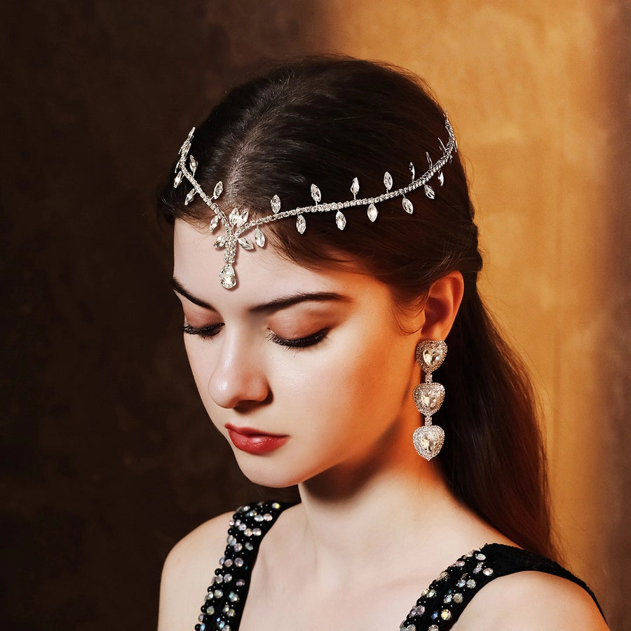 Women's Bridal Shiny Solid Color Rhinestone Copper Inlay Rhinestones Hair Band