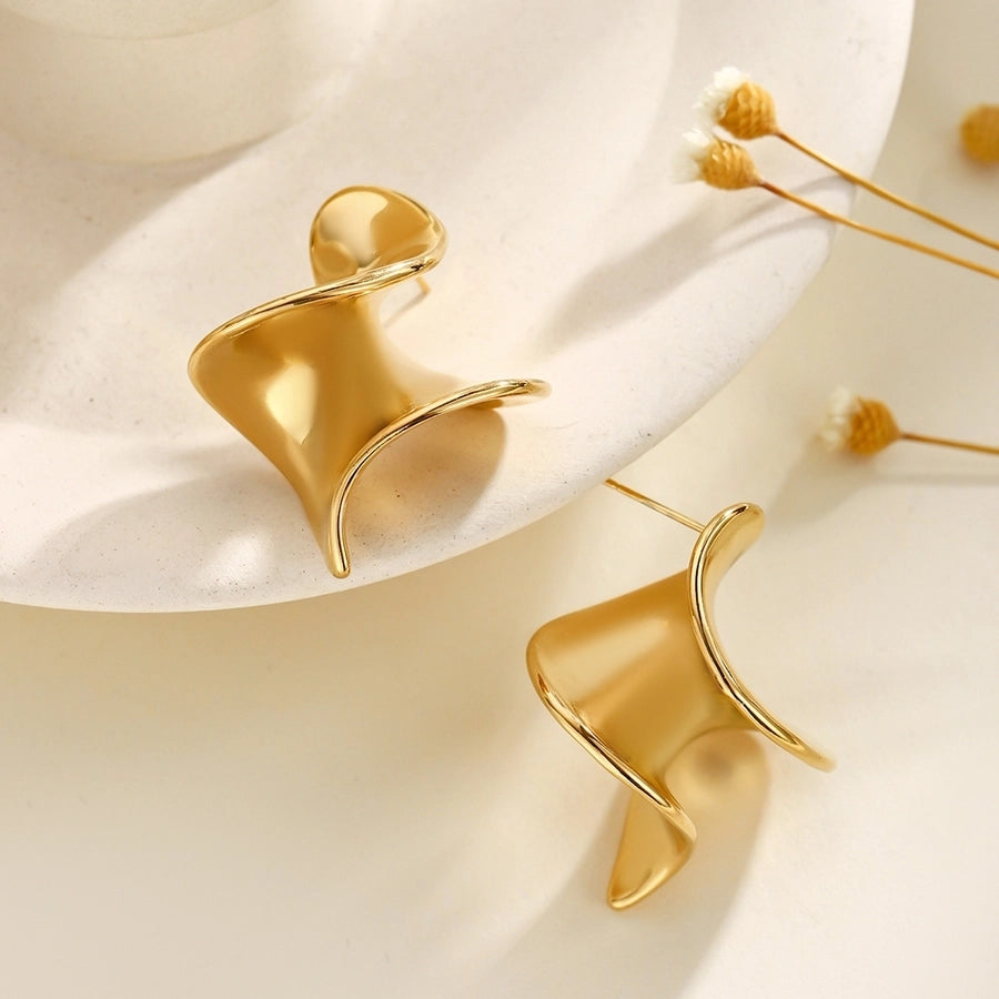1 Pair Glam Classical Romantic Spiral 304 Stainless Steel Ear Studs