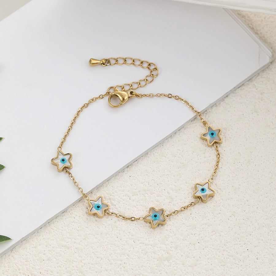 Casual Classic Style Pentagram Devil's Eye 304 Stainless Steel 18K Gold Plated Bracelets In Bulk