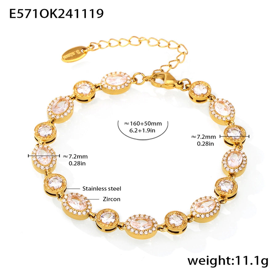 Elegant Luxurious Geometric 304 Stainless Steel 18K Gold Plated Zircon  Bracelets In Bulk
