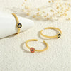 Copper Inlay Geometric Round Zircon Open Rings