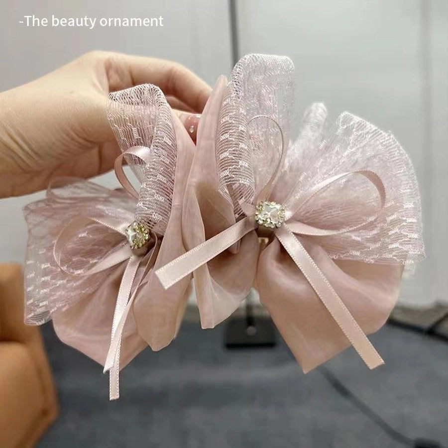 simple style bow knot cloth patchwork hair claws