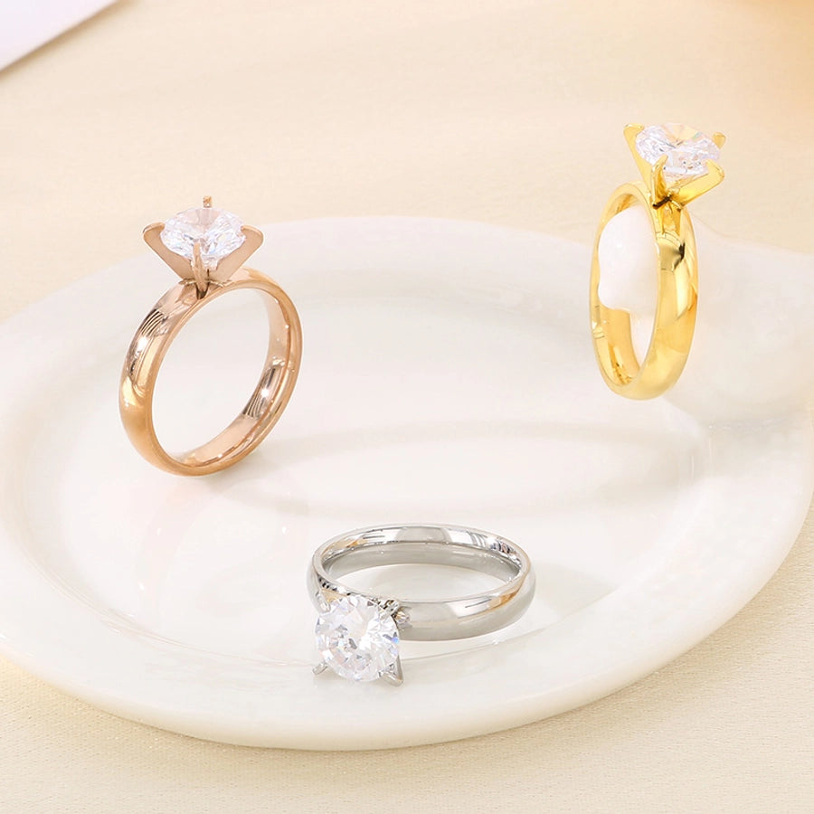 Jewelry Simple Style Geometric 304 Stainless Steel 18K Gold Plated Rings