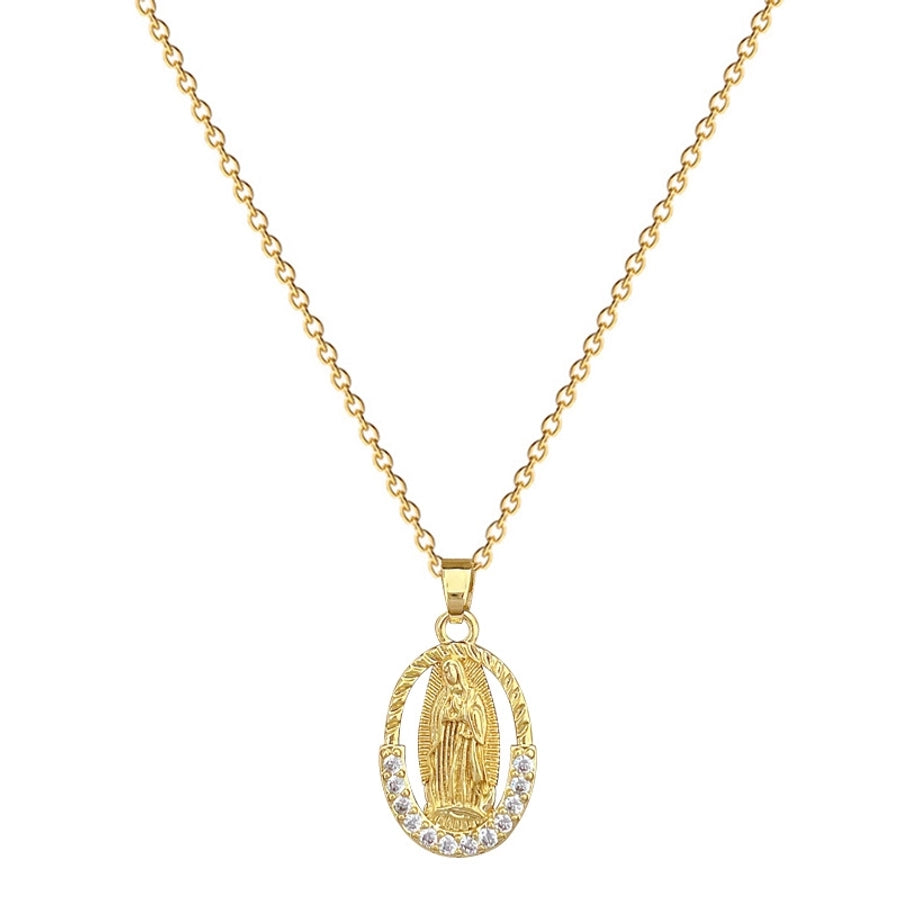 Jewelry Classic Style Roman Style Portrait Titanium Steel Copper Zircon Gold Plated Pendant Necklace