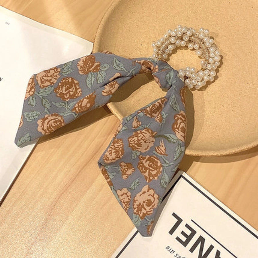 Women's Simple Style Classic Style Solid Color Cloth Baroque Pearls Hair Tie