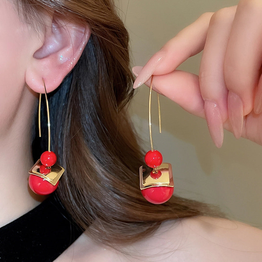 1 Pair Simple Style Round Plating Copper Resin Ear hook