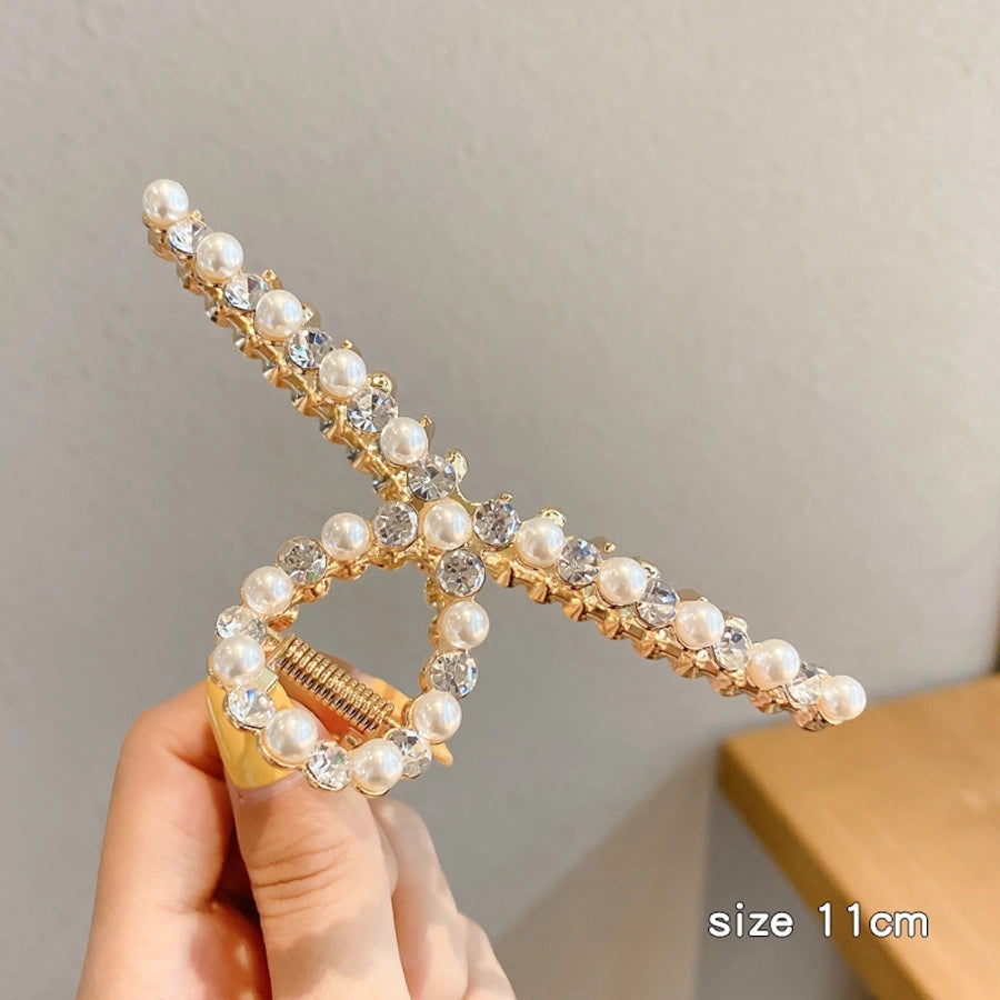 simple style solid color alloy resin hollow out hair claws