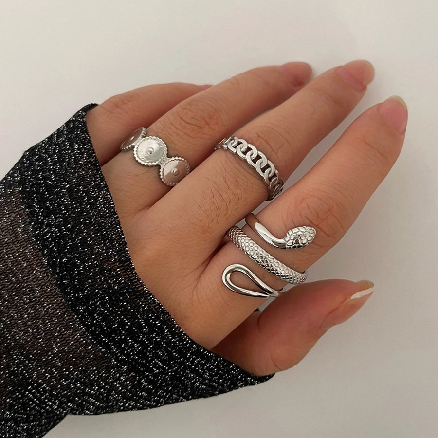 Jewelry IG Style Nordic Style Commute Solid Color 316L Stainless Steel  18K Gold Plated Irregular Open Rings