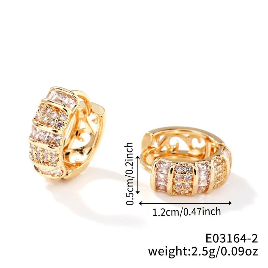 1 Pair Glam Simple Style Shiny Geometric Inlay Copper Zircon K Gold Plated Earrings