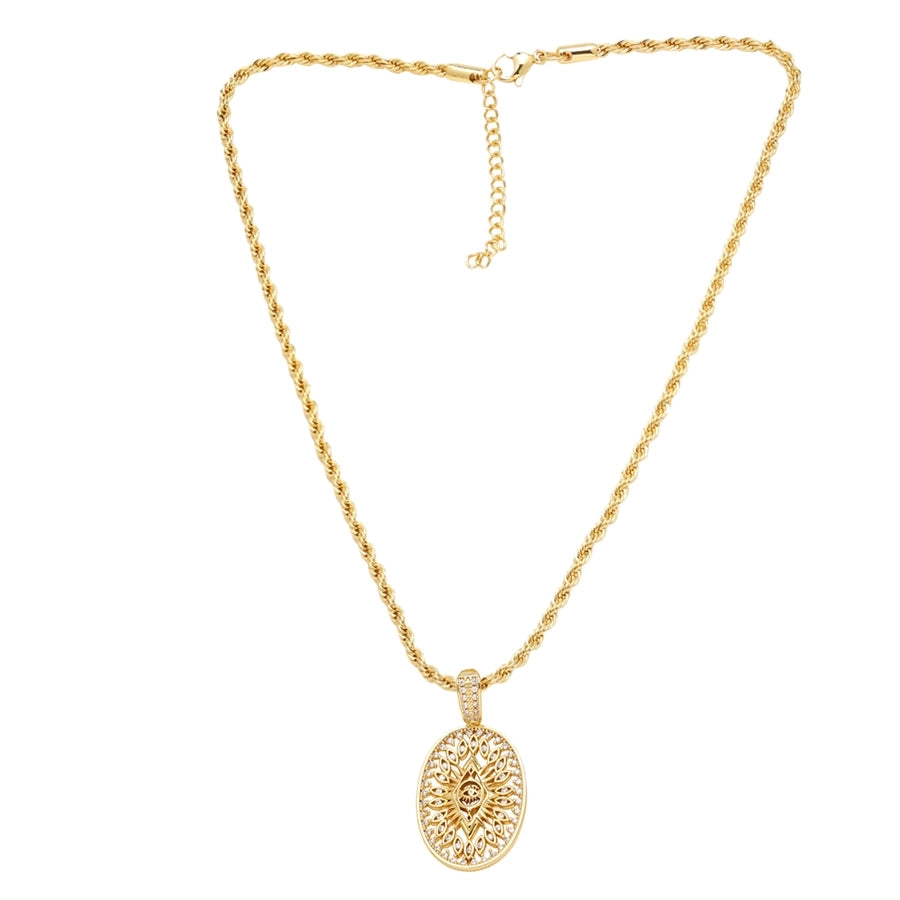 Jewelry Modern Style Simple Style Cross Eye Snake 201 Stainless Steel Copper Agate Zircon 18K Gold Plated Hollow Out Inlay Pendant Necklace