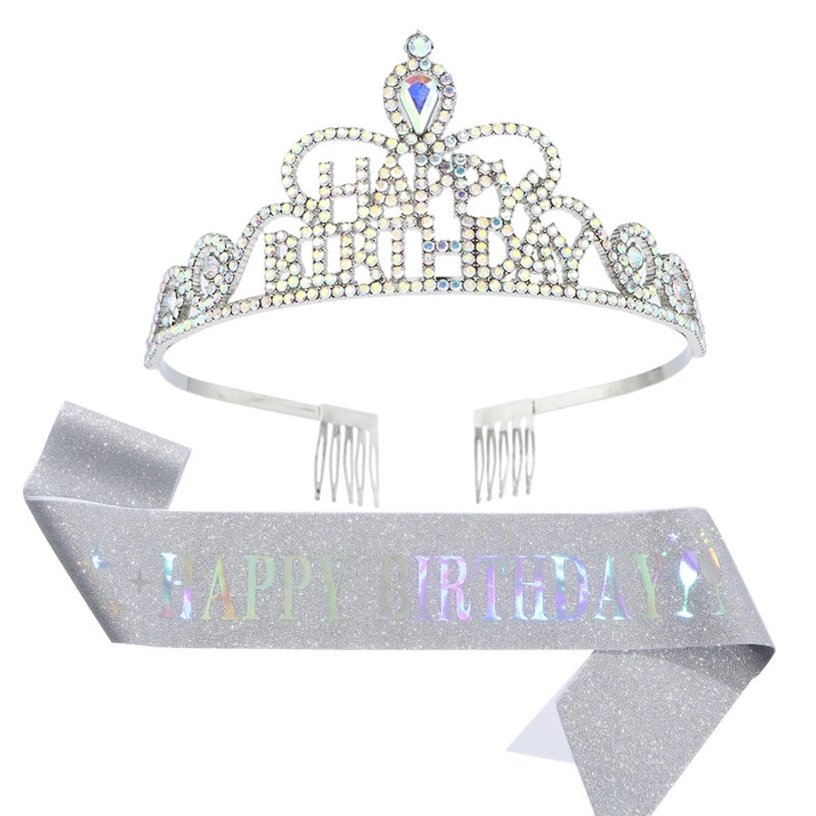 fashion letter metal inlay crown 2 piece set