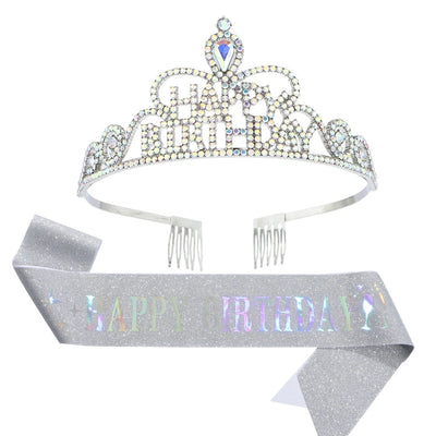 fashion letter metal inlay crown 2 piece set