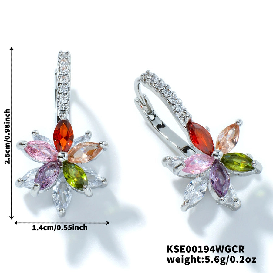 1 Pair Artistic Shiny Geometric Inlay Copper Zircon K Gold Plated Drop Earrings