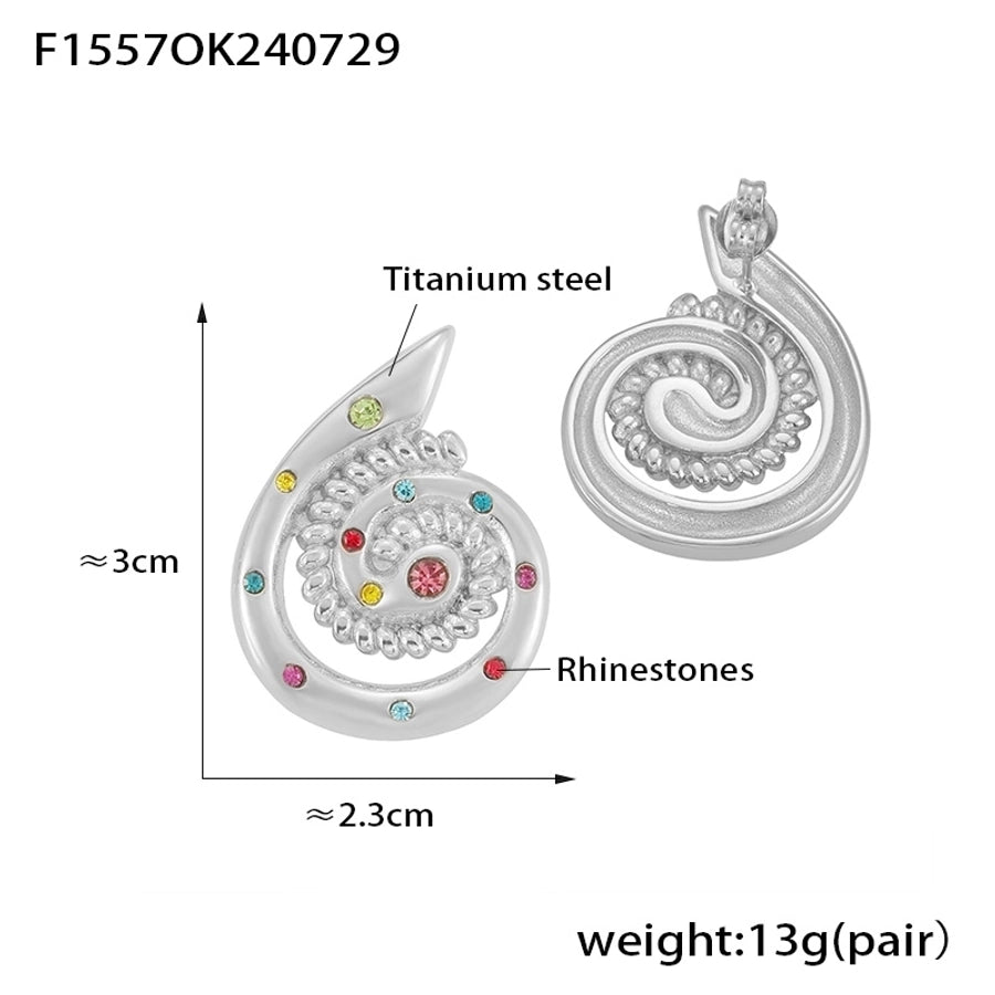 1 Pair Casual Elegant Modern Style Spiral Plating Inlay Titanium Steel 18K Gold Plated Ear Studs