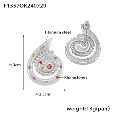 1 Pair Casual Elegant Modern Style Spiral Plating Inlay Titanium Steel 18K Gold Plated Ear Studs