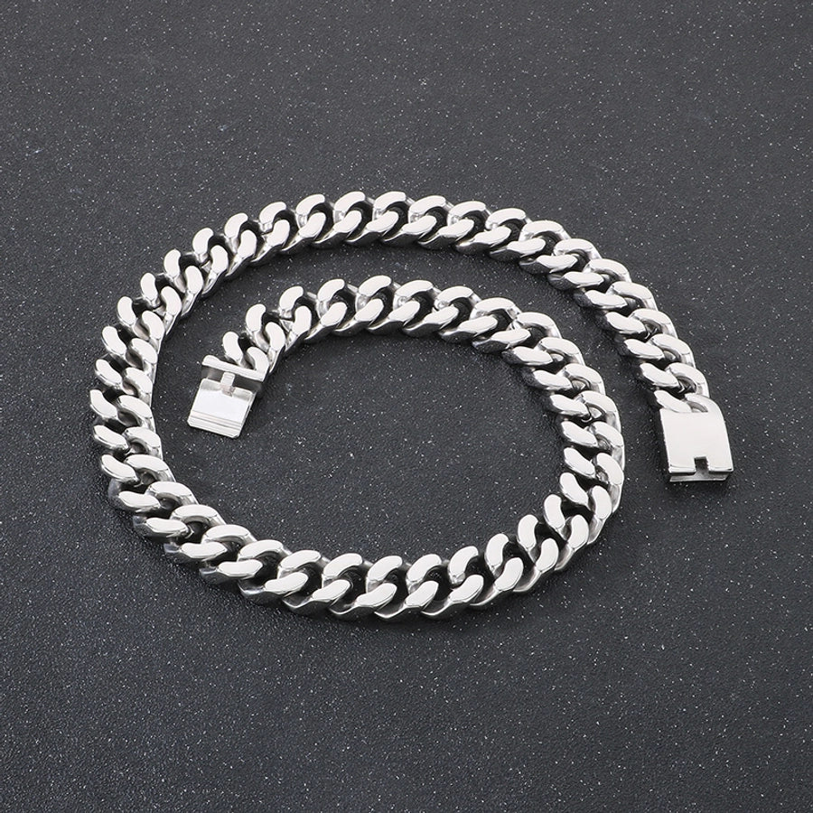 Domineering Fashion Personalized Stainless Steel Vacuum Electroplating Four-Sided Grinding Men's Necklace