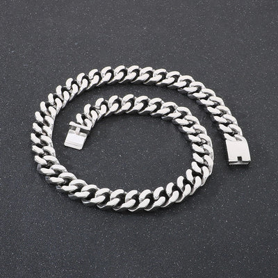 Domineering Fashion Personalized Stainless Steel Vacuum Electroplating Four-Sided Grinding Men's Necklace