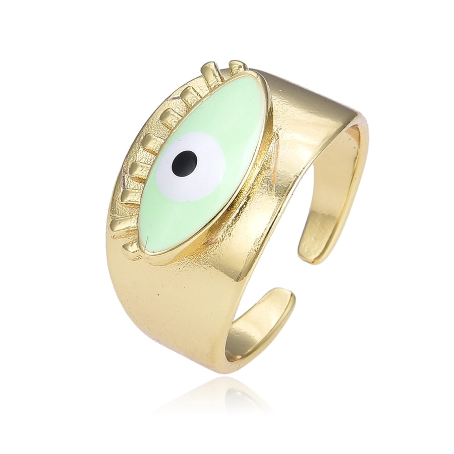 Copper Plating 18K Color Retaining Glossy Dripping Oval Eye Wide Open Ring