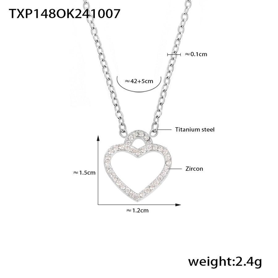 Jewelry Elegant Luxurious Vacation Heart Shape Titanium Steel 18K Gold Plated Plating Jewelry Set